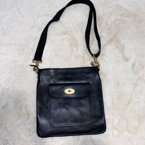 Authentic Mulberry Black Leather Crossbody Messenger Bag